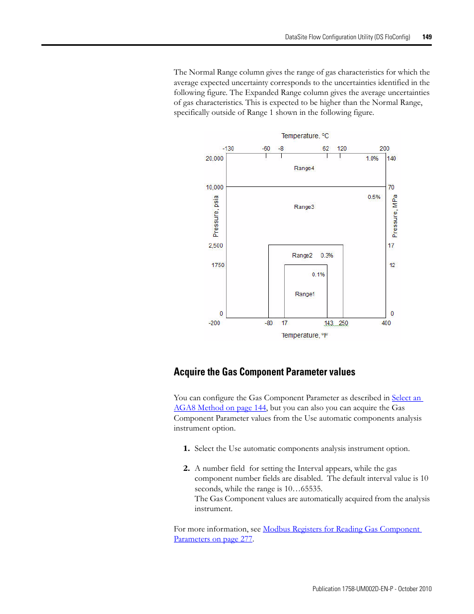 Acquire the gas component parameter values | Rockwell Automation 1758-RTU202 DataSite Software User Manual FRN 1.2 User Manual | Page 149 / 348