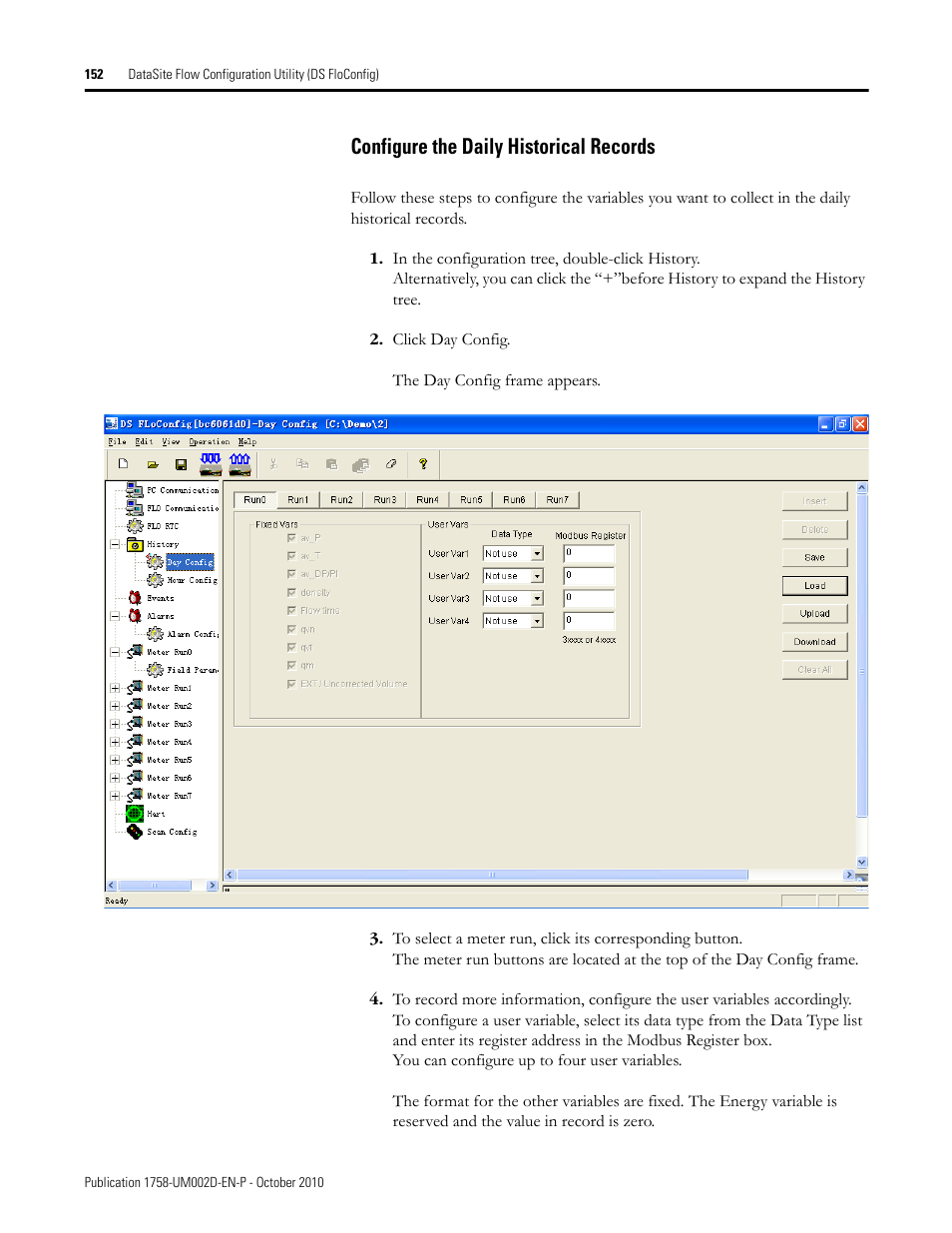 Configure the daily historical records | Rockwell Automation 1758-RTU202 DataSite Software User Manual FRN 1.2 User Manual | Page 152 / 348
