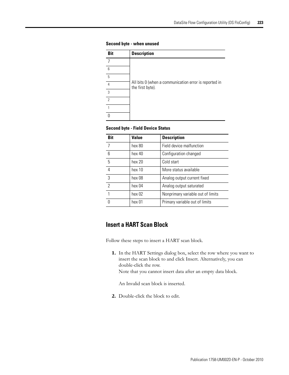 Insert a hart scan block | Rockwell Automation 1758-RTU202 DataSite Software User Manual FRN 1.2 User Manual | Page 223 / 348