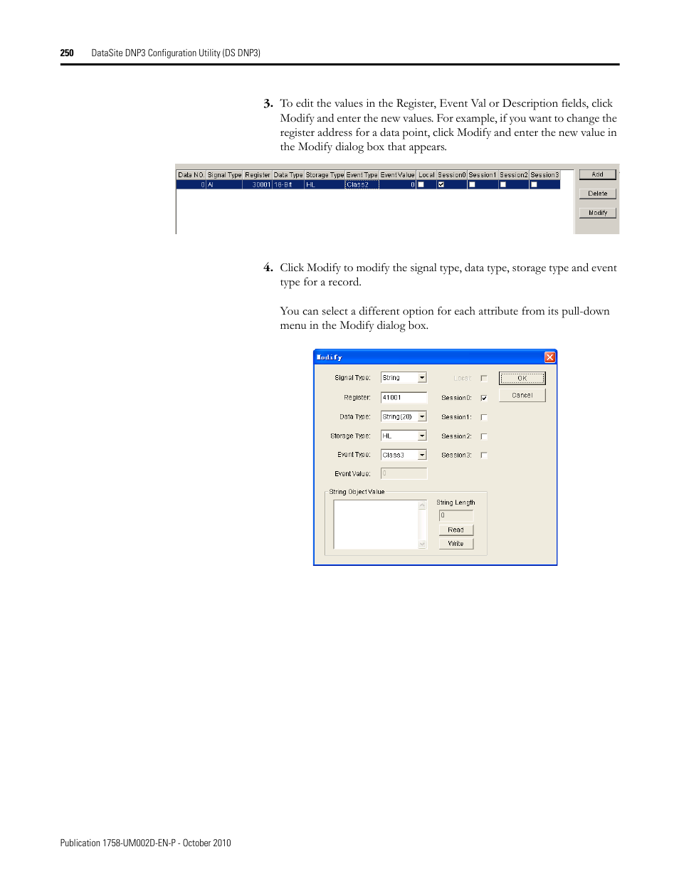 Rockwell Automation 1758-RTU202 DataSite Software User Manual FRN 1.2 User Manual | Page 250 / 348