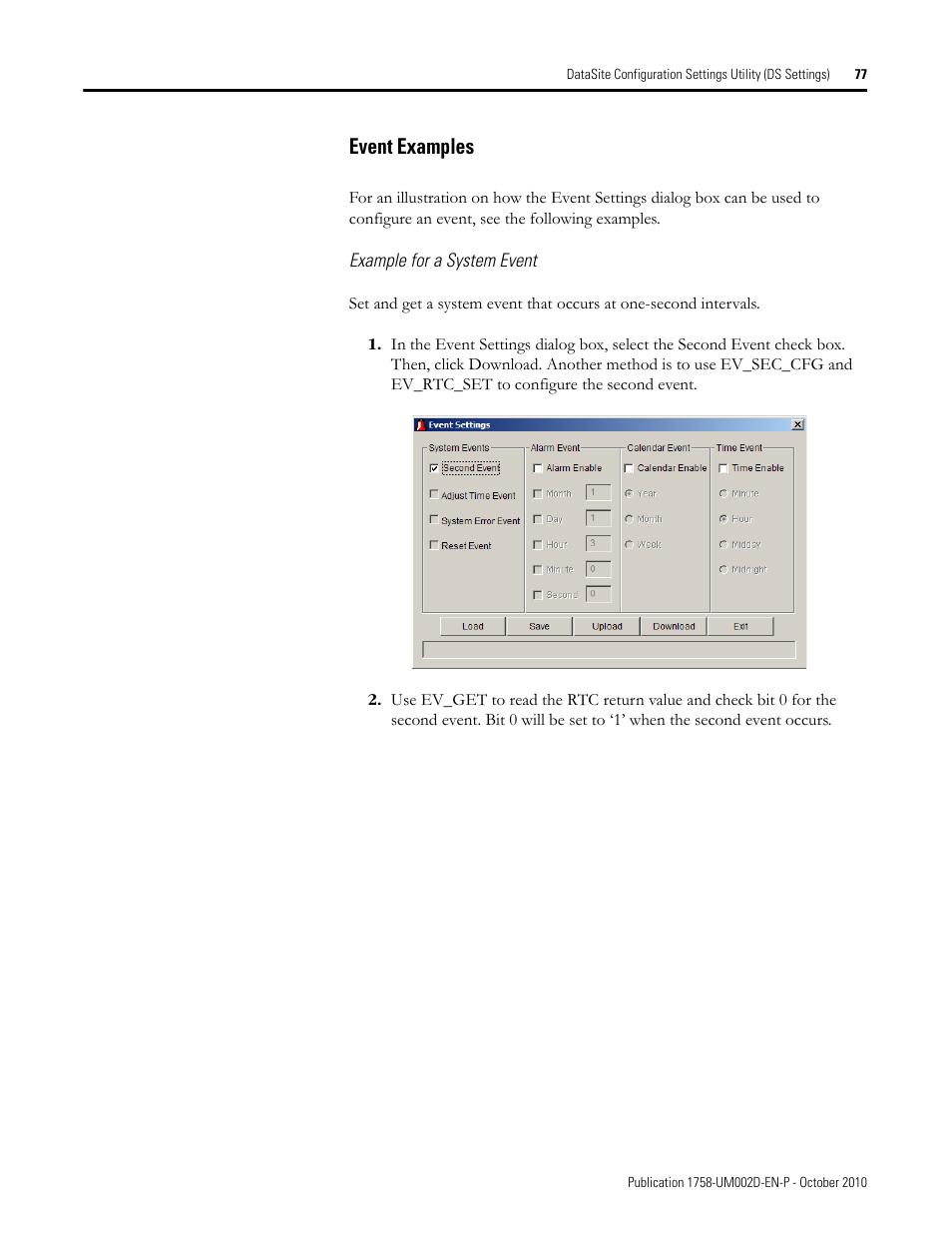 Event examples | Rockwell Automation 1758-RTU202 DataSite Software User Manual FRN 1.2 User Manual | Page 77 / 348