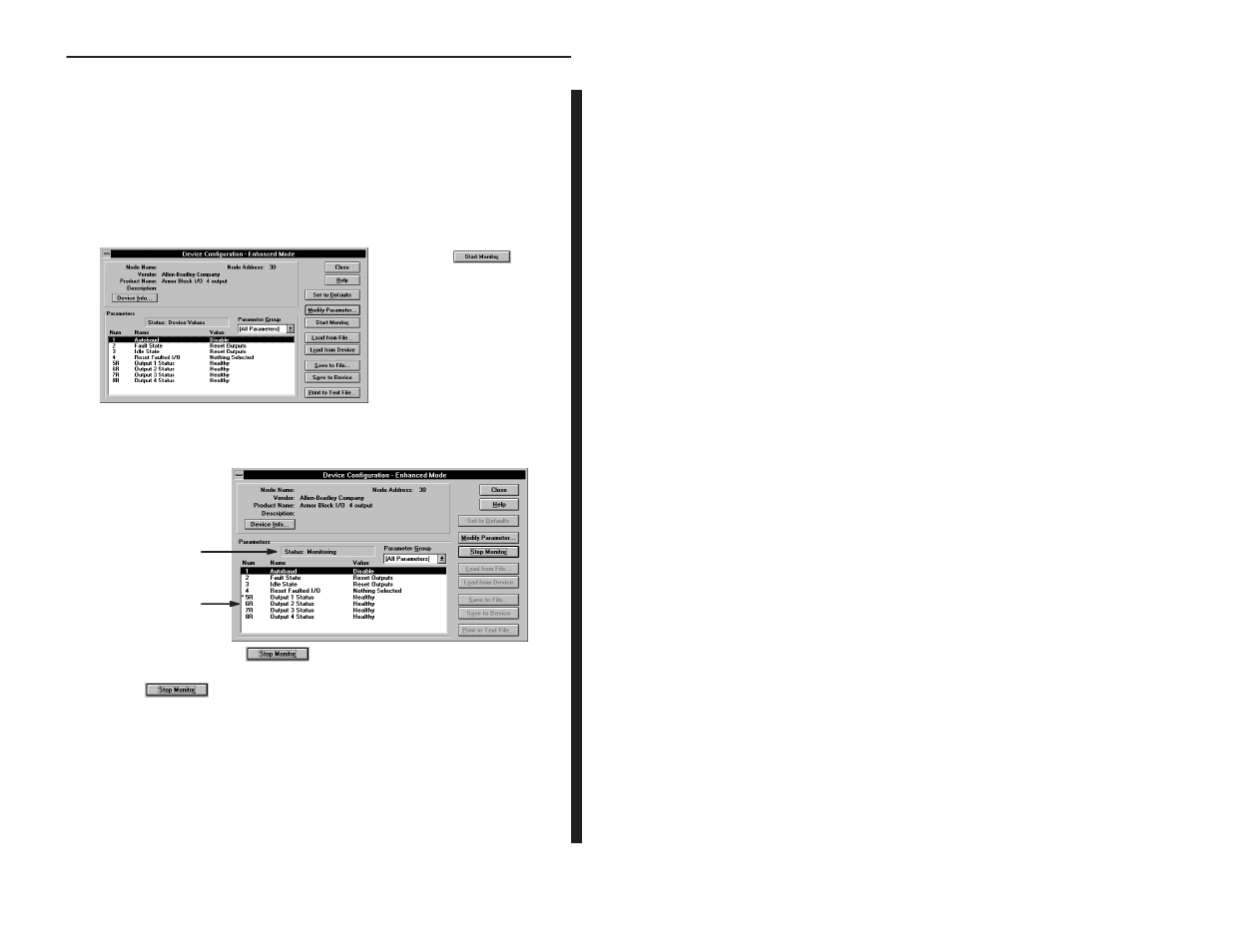 Monitoring parameters online | Rockwell Automation 1792-OB4E INSTL.INST ARMORBLOCK 4 OUTPUT User Manual | Page 25 / 36