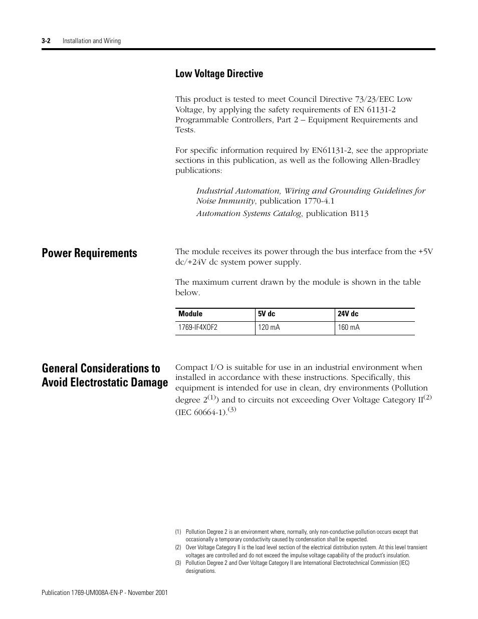 Power requirements, Low voltage directive -2, Low voltage directive | Rockwell Automation 1769-IF4XOF2 Compact 8-Bit Low Resolution Analog I/O Combination Module User Manual | Page 24 / 104