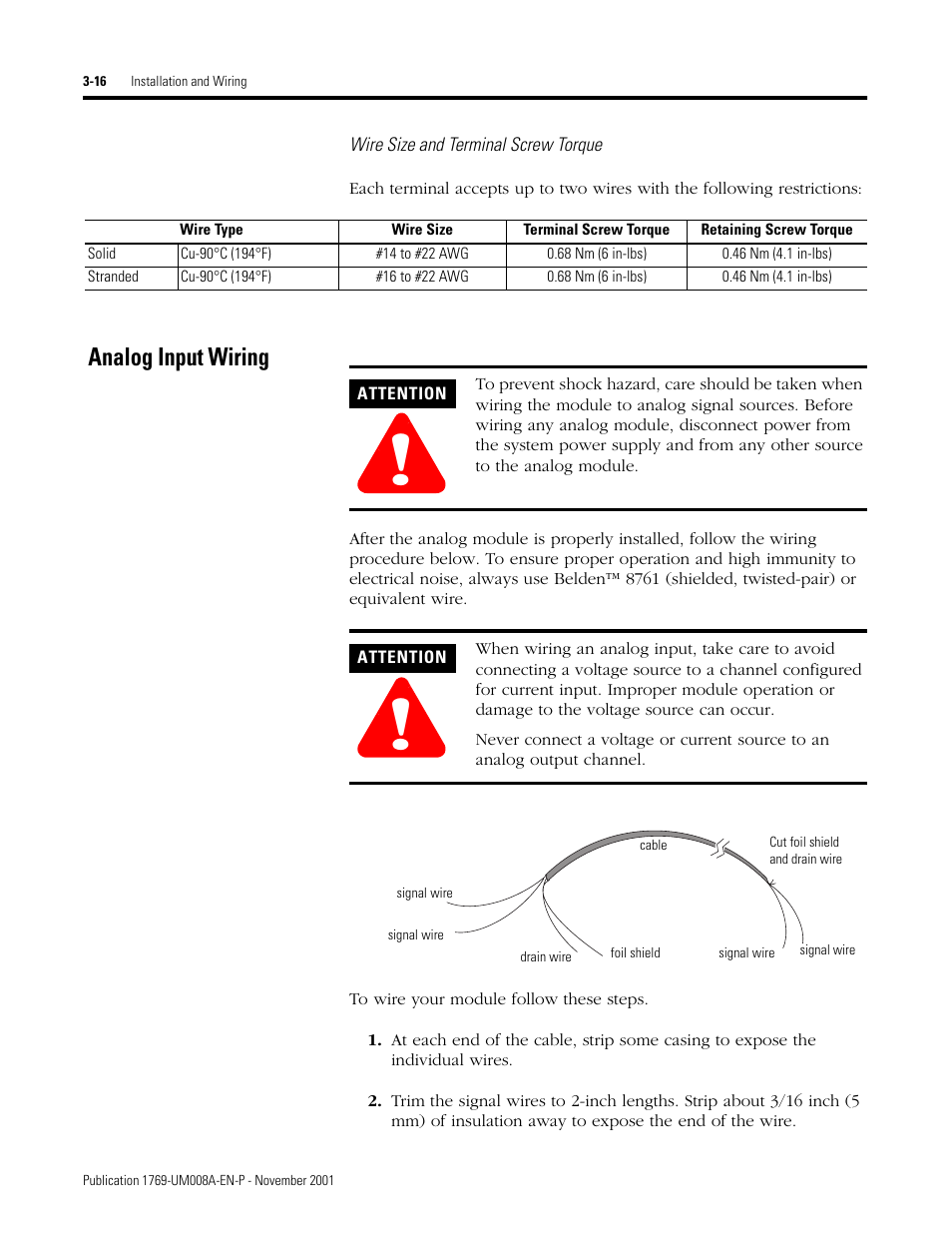 Analog input wiring, Analog input wiring -16 | Rockwell Automation 1769-IF4XOF2 Compact 8-Bit Low Resolution Analog I/O Combination Module User Manual | Page 38 / 104