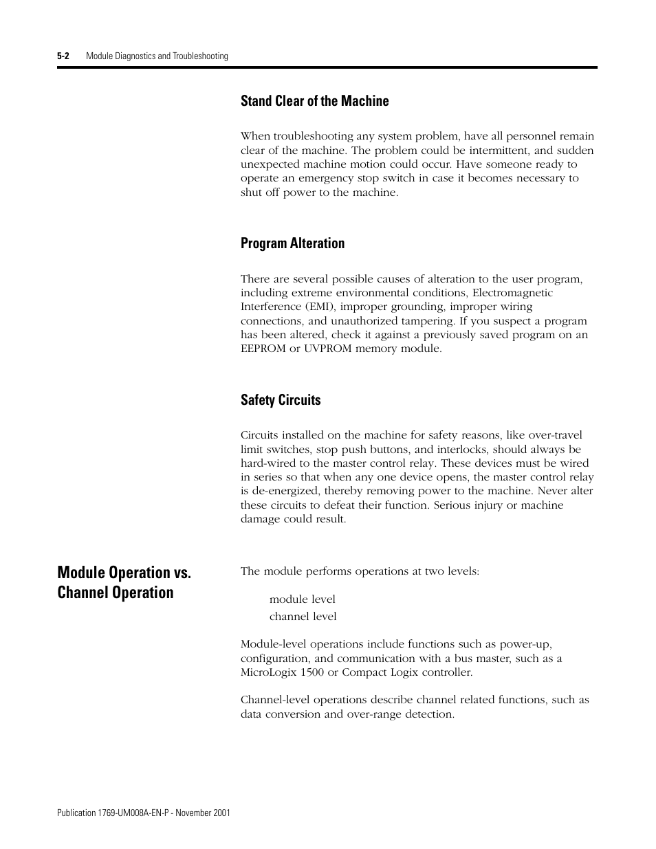 Module operation vs. channel operation, Module operation vs. channel operation -2 | Rockwell Automation 1769-IF4XOF2 Compact 8-Bit Low Resolution Analog I/O Combination Module User Manual | Page 62 / 104