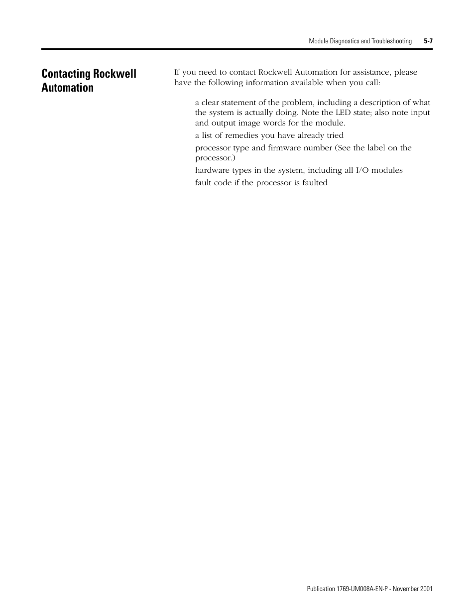 Contacting rockwell automation, Contacting rockwell automation -7 | Rockwell Automation 1769-IF4XOF2 Compact 8-Bit Low Resolution Analog I/O Combination Module User Manual | Page 67 / 104