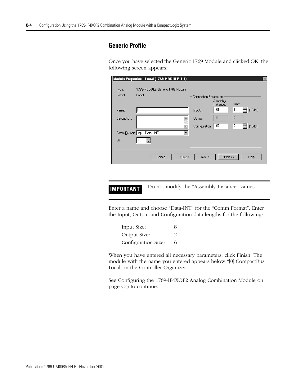 Generic profile | Rockwell Automation 1769-IF4XOF2 Compact 8-Bit Low Resolution Analog I/O Combination Module User Manual | Page 84 / 104