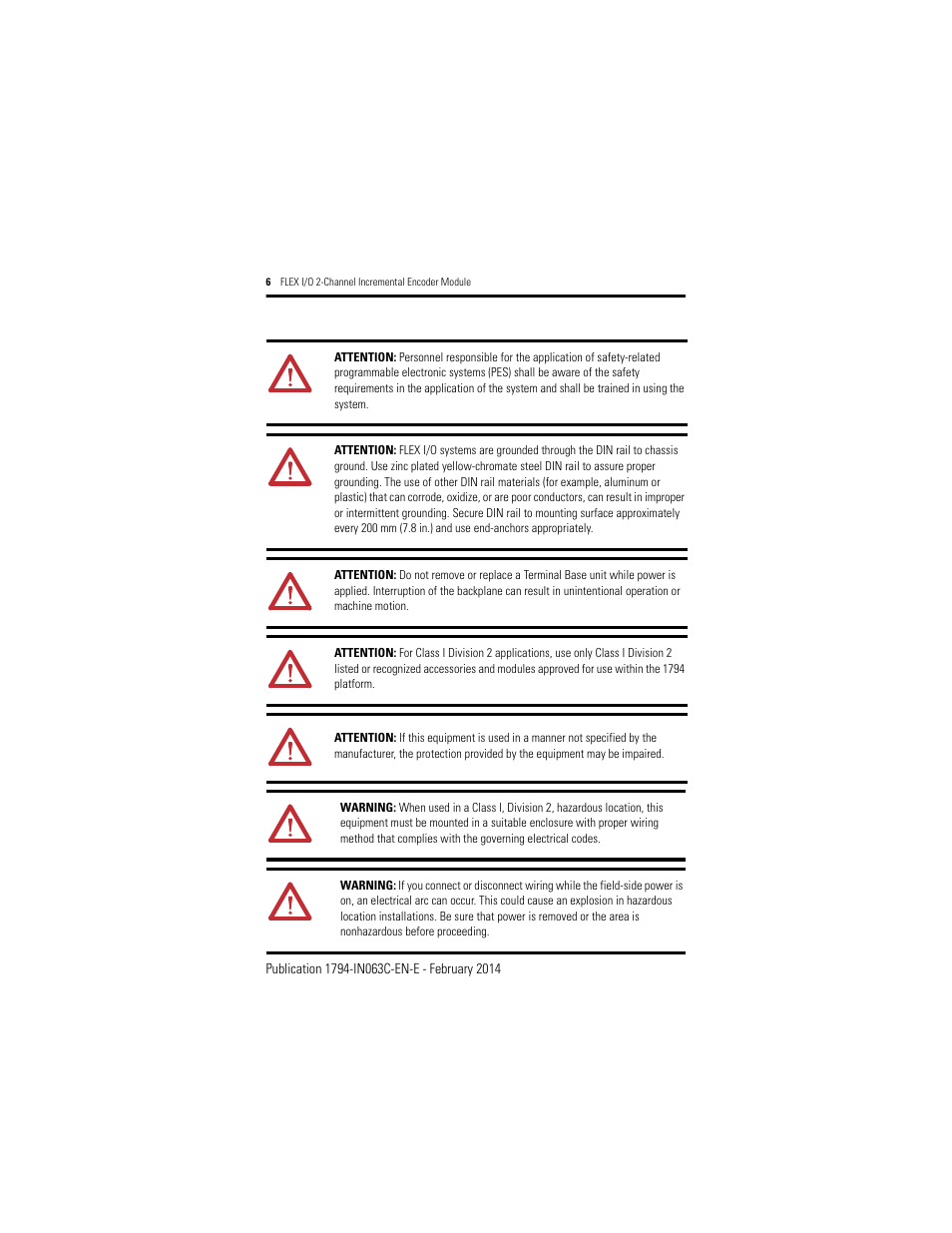 Rockwell Automation 1794-ID2/B INSTALL INSTR 24v FLEX I/O 2 CHANNEL Incremental Encoder Module User Manual | Page 6 / 20