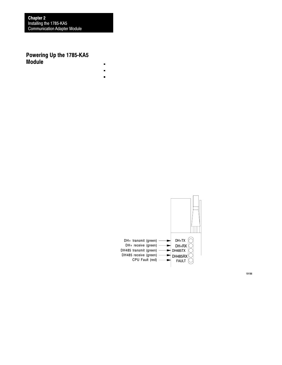 Powering up the 1785-ka5 module, 2ć16 | Rockwell Automation 1785-KA5P/B DHP COMM. ADAPATER MOD. User Manual | Page 27 / 48