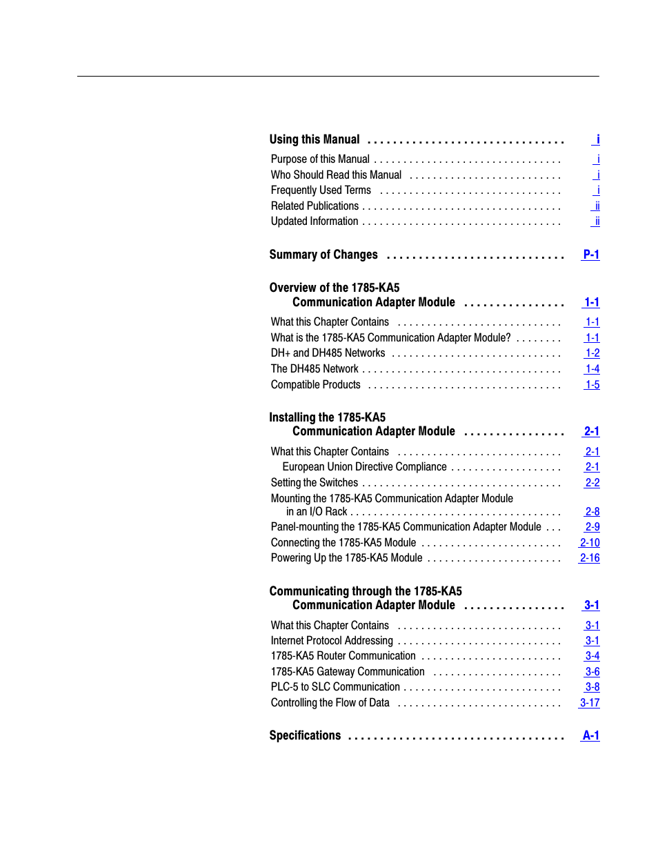 Rockwell Automation 1785-KA5P/B DHP COMM. ADAPATER MOD. User Manual | Page 4 / 48
