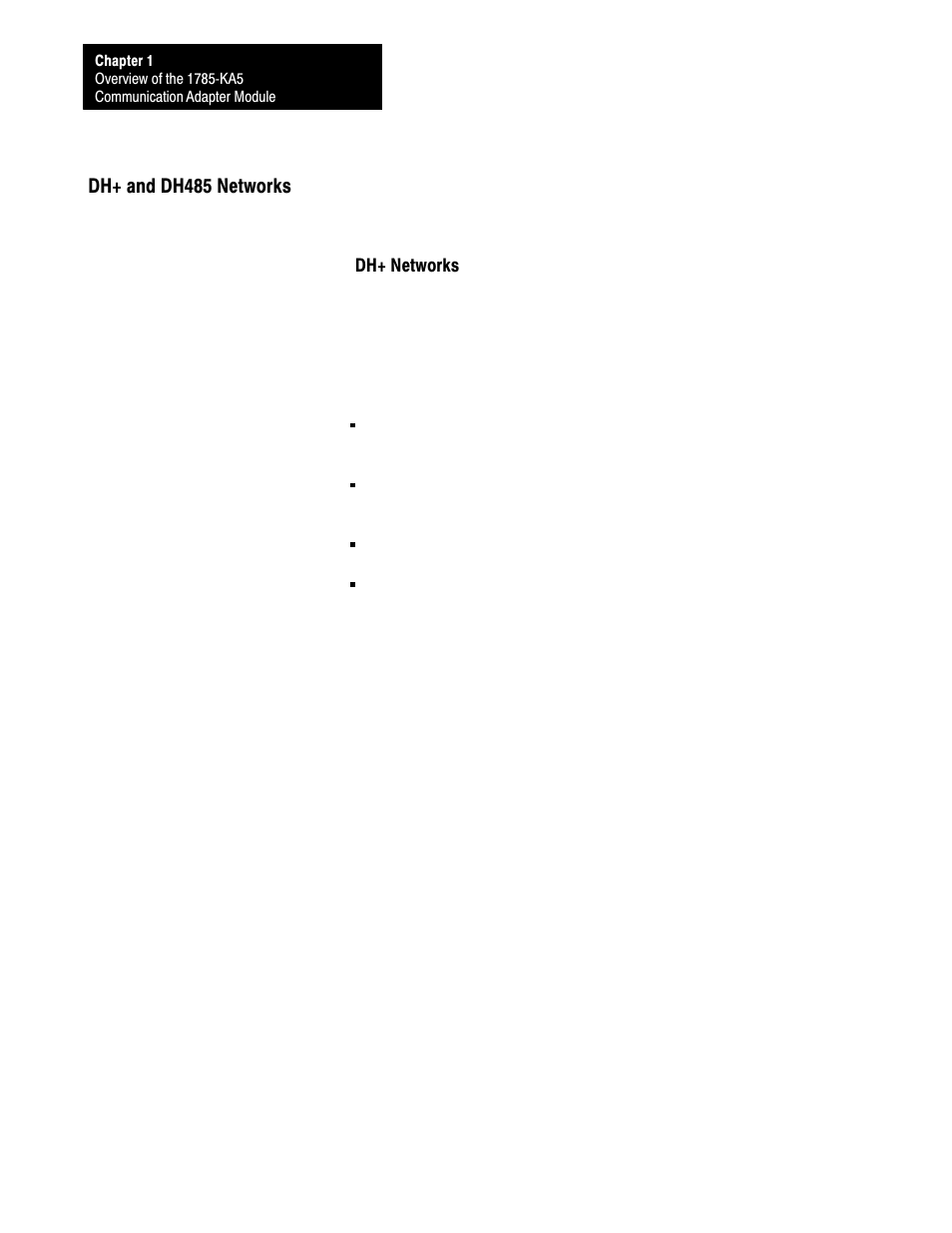 Dh+ and dh485 networks | Rockwell Automation 1785-KA5P/B DHP COMM. ADAPATER MOD. User Manual | Page 8 / 48