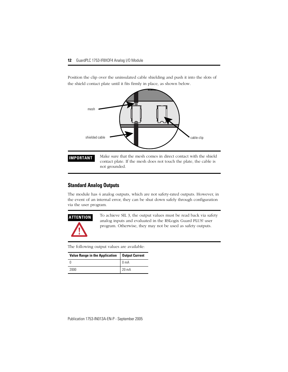 Standard analog outputs | Rockwell Automation 1753-IF8XOF4 GuardPLC 1753-IF8XOF4 Analog I/O Module User Manual | Page 12 / 20