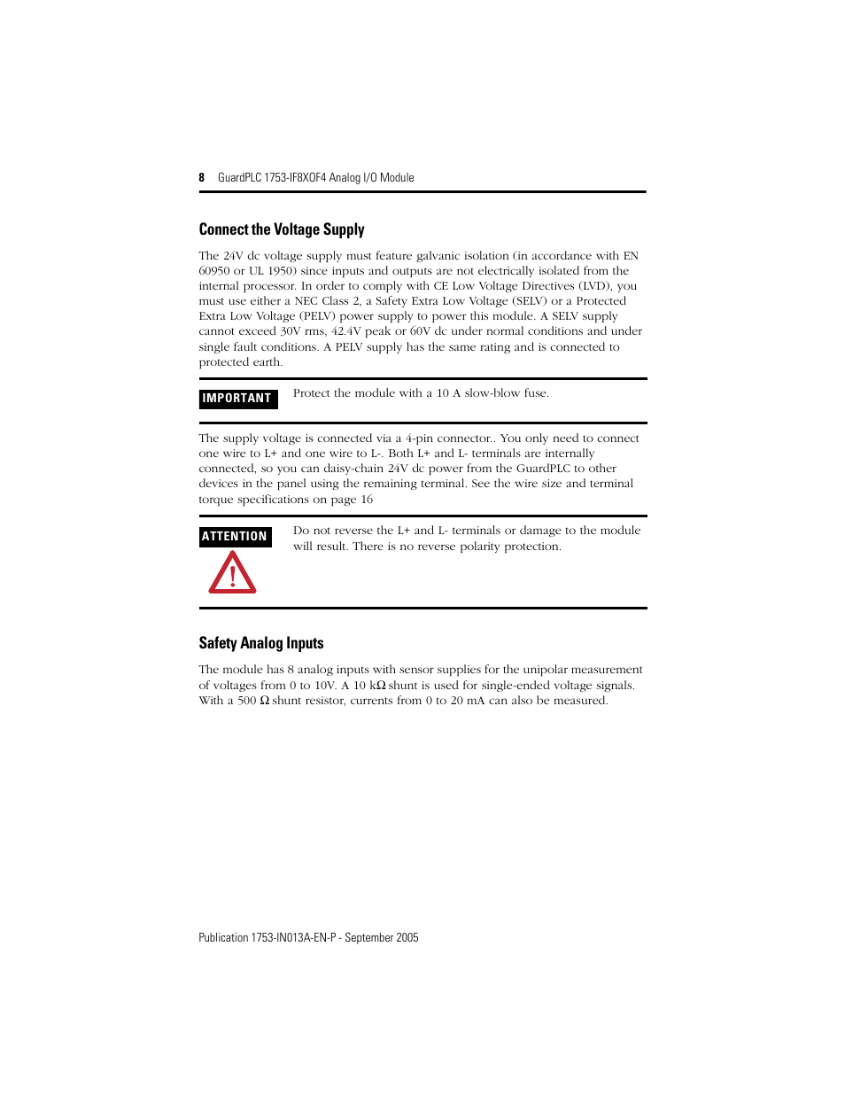 Rockwell Automation 1753-IF8XOF4 GuardPLC 1753-IF8XOF4 Analog I/O Module User Manual | Page 8 / 20