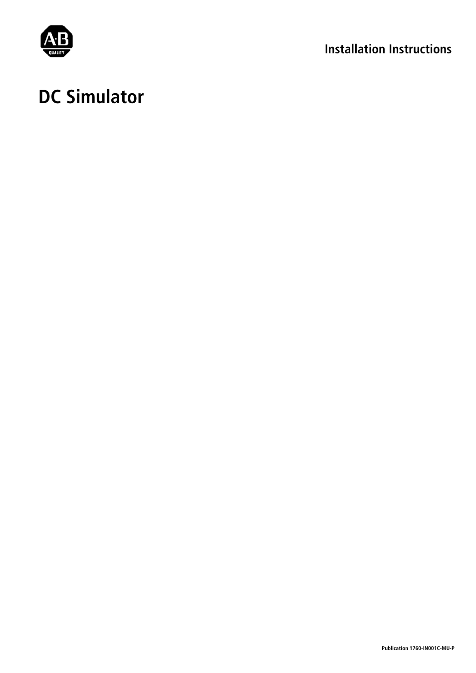 Rockwell Automation 1760-SIM DC Simulator Installation Instructions User Manual | 4 pages