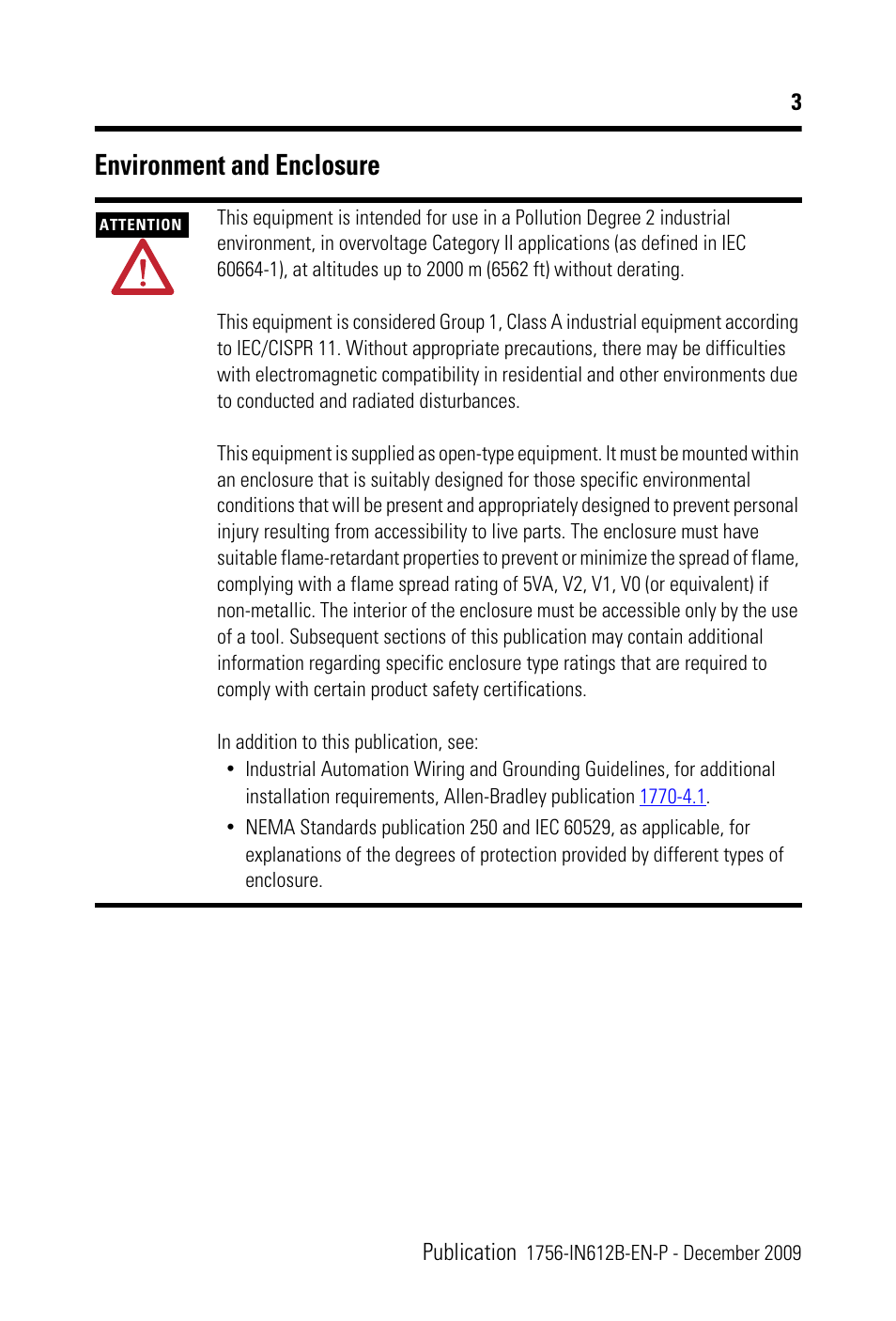 Environment and enclosure | Rockwell Automation 1756-EN3TR ControlLogix EtherNet/IP Communication Module Installation Instructions User Manual | Page 3 / 28