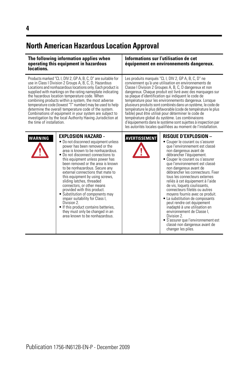 North american hazardous location approval, 4publication | Rockwell Automation 1756-EN3TR ControlLogix EtherNet/IP Communication Module Installation Instructions User Manual | Page 4 / 28