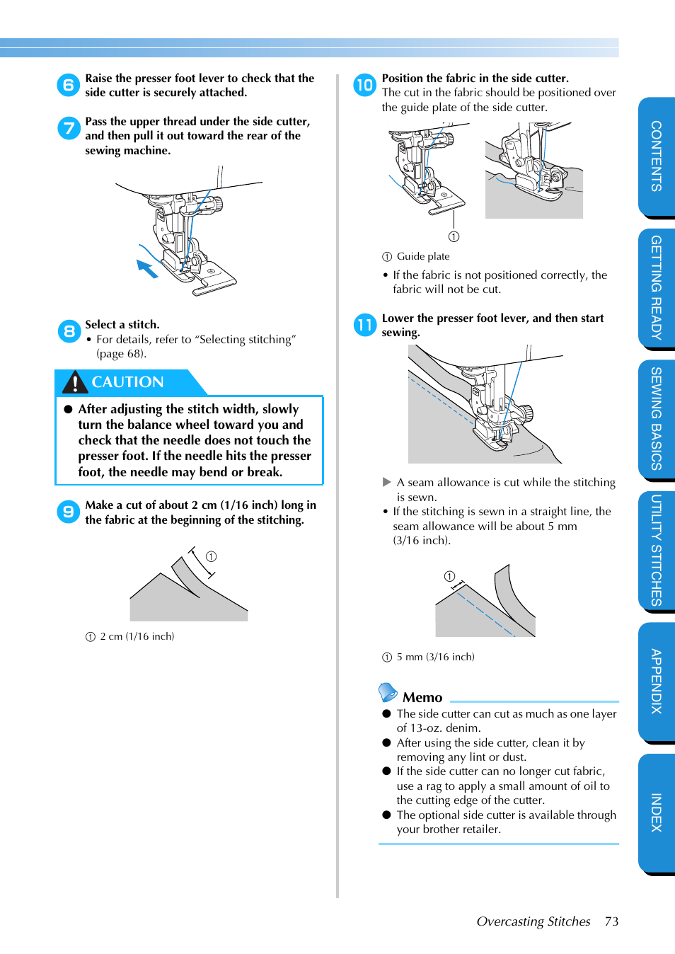 Caution | Brother NX-400 User Manual | Page 79 / 153