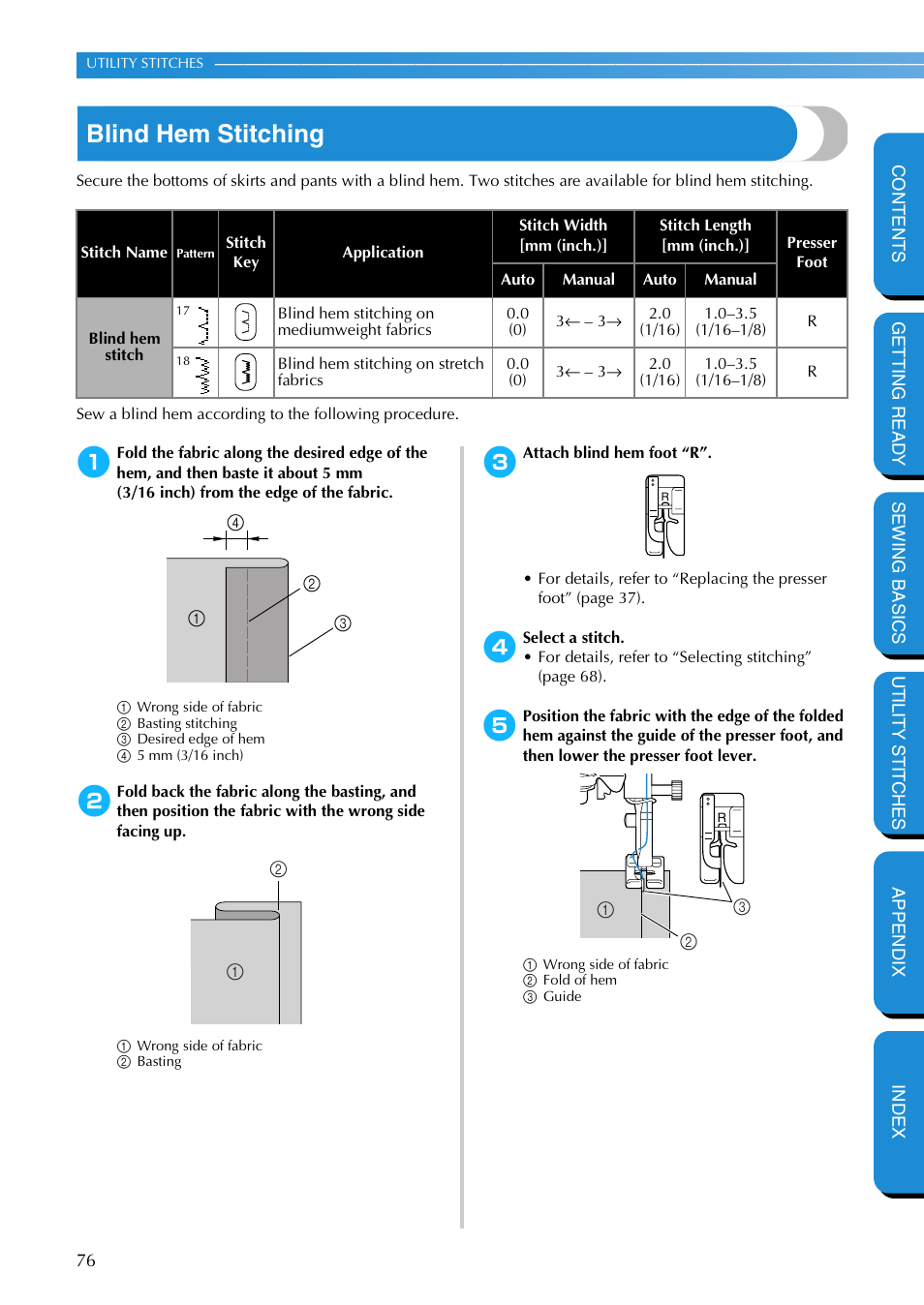 Blind hem stitching | Brother NX-400 User Manual | Page 82 / 153