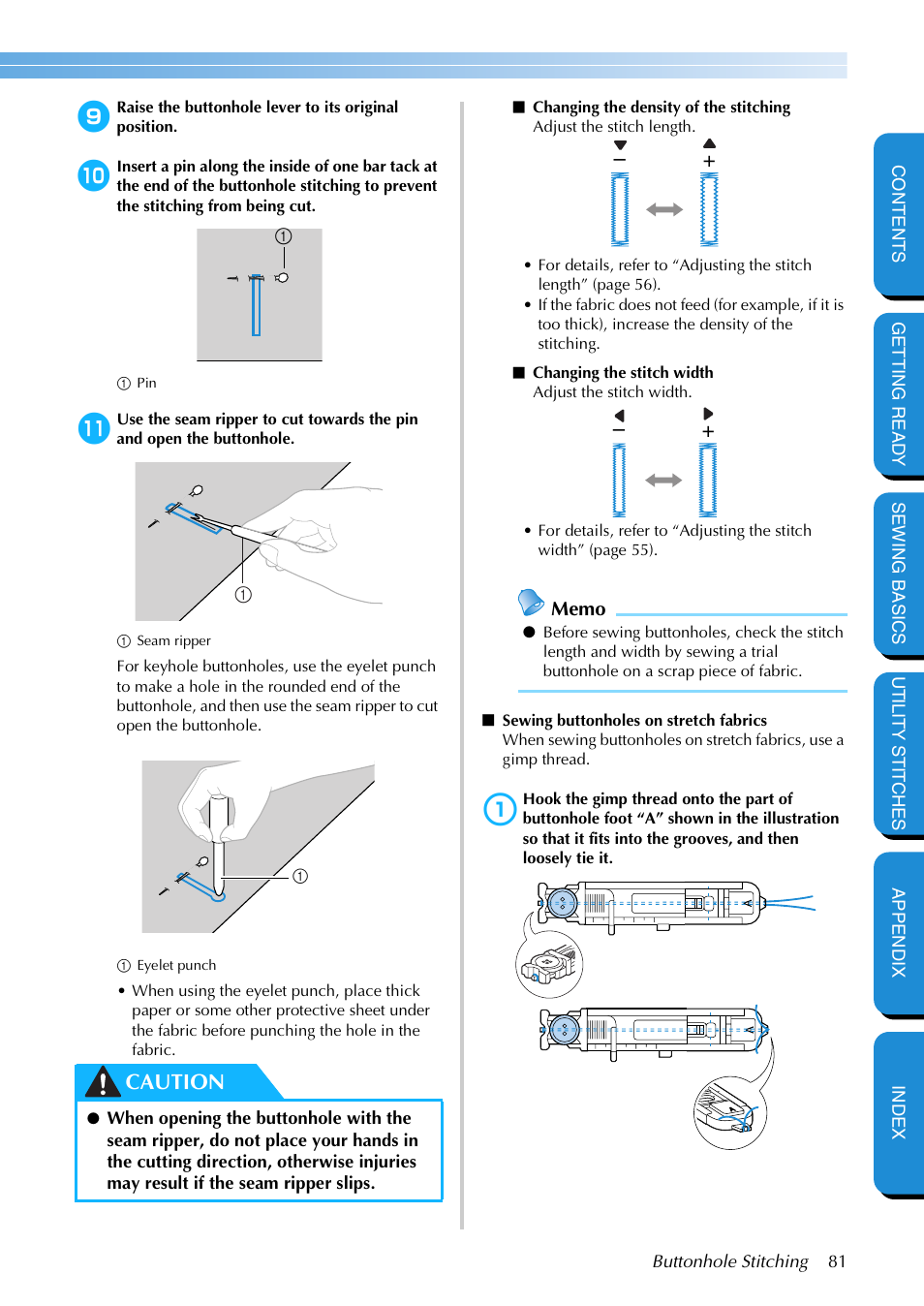 Caution | Brother NX-400 User Manual | Page 87 / 153