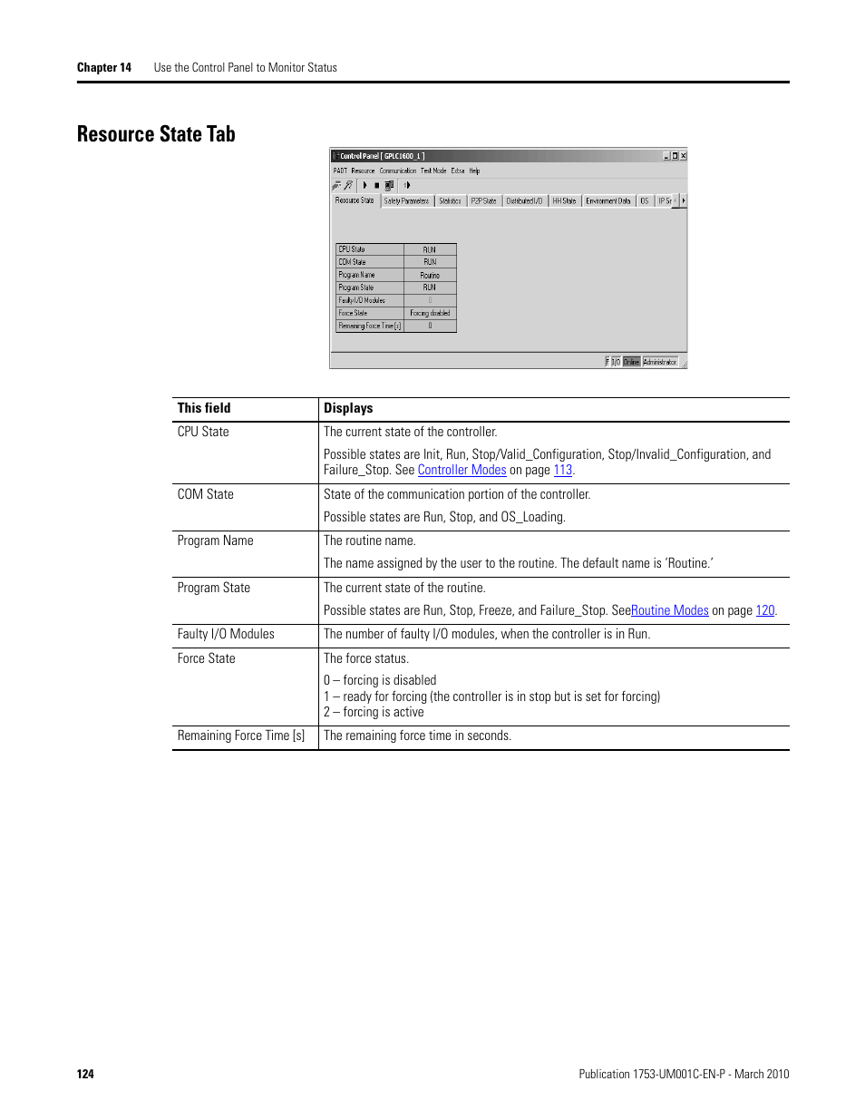 Resource state tab | Rockwell Automation 1755-OF8 GuardPLC Controller Systems User Manual | Page 124 / 356