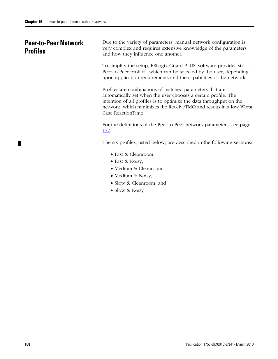 Peer-to-peer network profiles | Rockwell Automation 1755-OF8 GuardPLC Controller Systems User Manual | Page 168 / 356