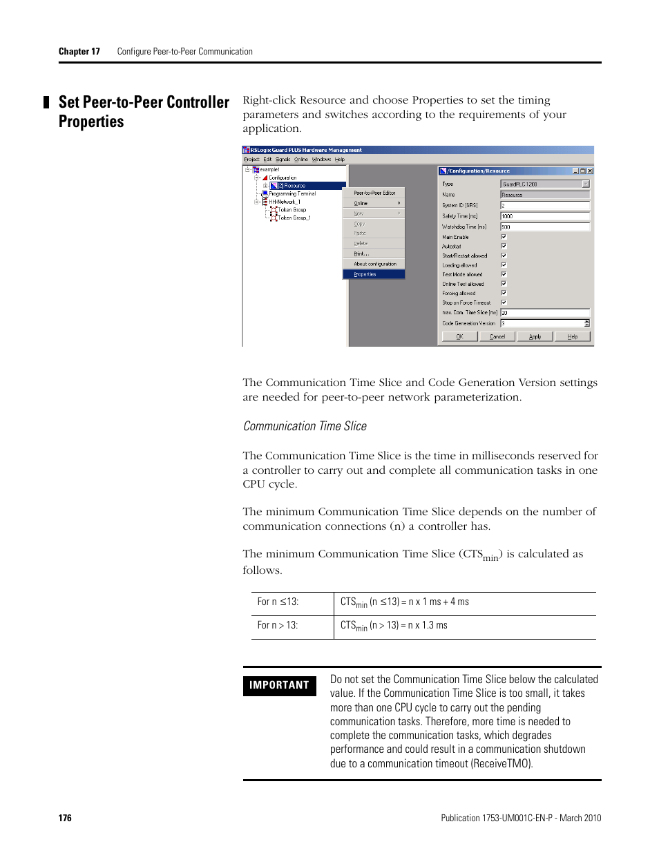 Set peer-to-peer controller properties | Rockwell Automation 1755-OF8 GuardPLC Controller Systems User Manual | Page 176 / 356