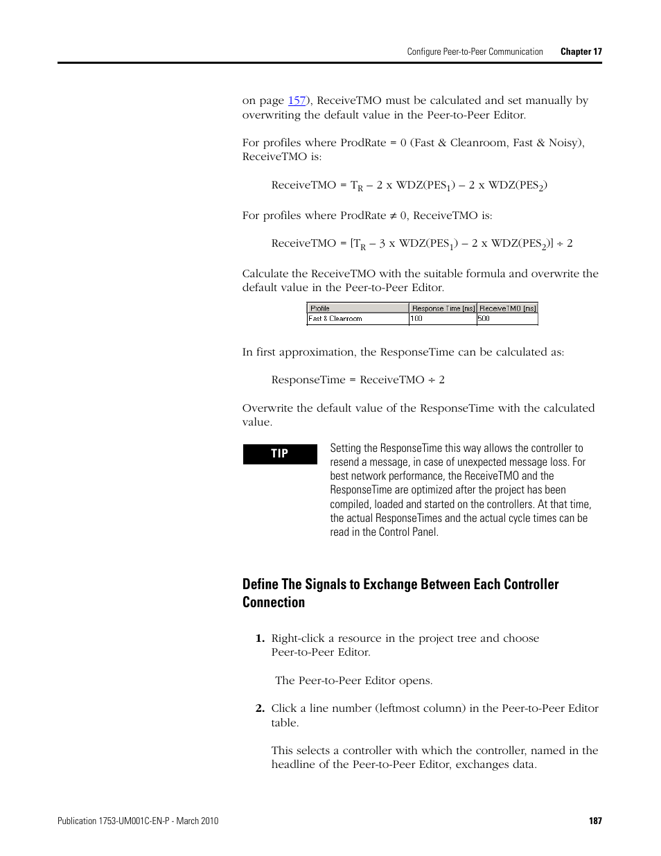 Define the signals to exchange between each, Controller connection | Rockwell Automation 1755-OF8 GuardPLC Controller Systems User Manual | Page 187 / 356