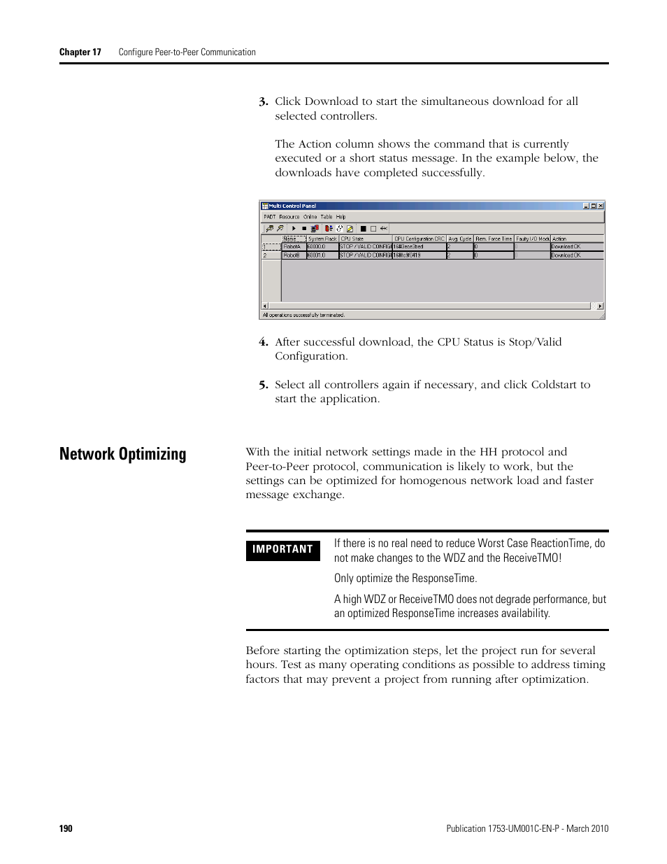 Network optimizing | Rockwell Automation 1755-OF8 GuardPLC Controller Systems User Manual | Page 190 / 356