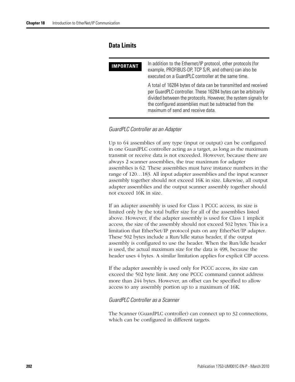 Data limits | Rockwell Automation 1755-OF8 GuardPLC Controller Systems User Manual | Page 202 / 356