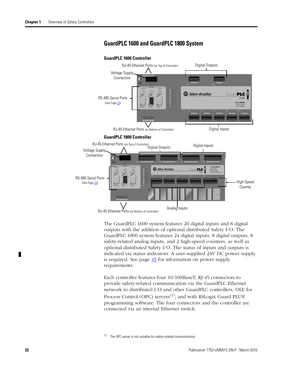 Guardplc 1600 and guardplc 1800 system | Rockwell Automation 1755-OF8 GuardPLC Controller Systems User Manual | Page 22 / 356