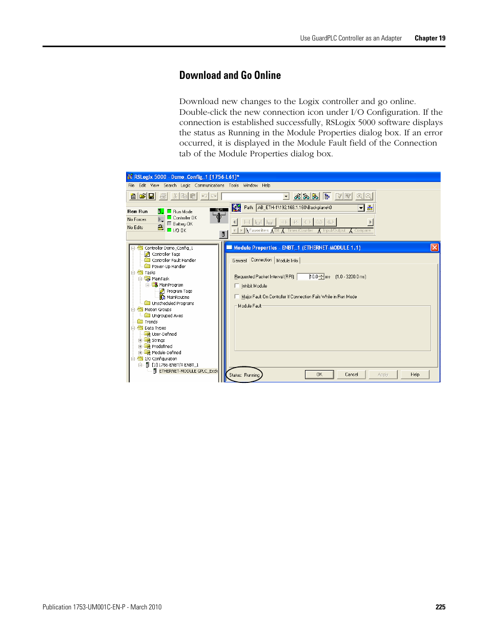 Download and go online | Rockwell Automation 1755-OF8 GuardPLC Controller Systems User Manual | Page 225 / 356