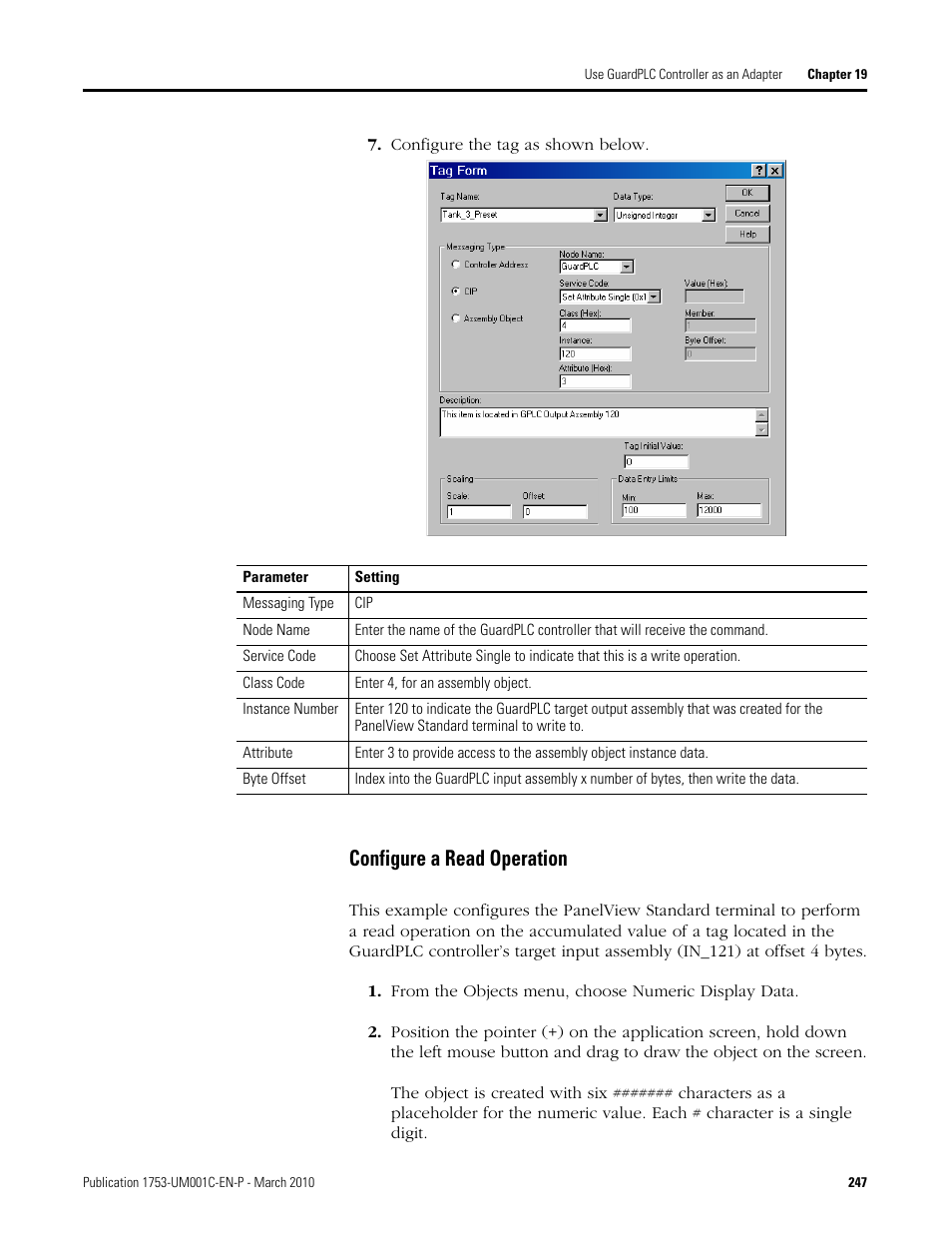 Configure a read operation | Rockwell Automation 1755-OF8 GuardPLC Controller Systems User Manual | Page 247 / 356