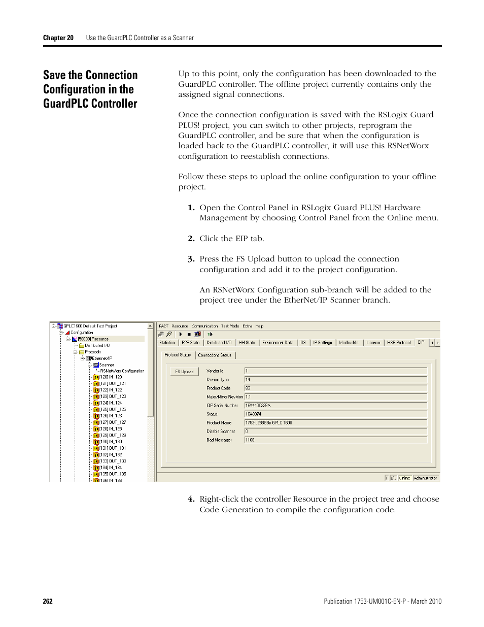 Save the connection configuration in the guardplc, Controller | Rockwell Automation 1755-OF8 GuardPLC Controller Systems User Manual | Page 262 / 356