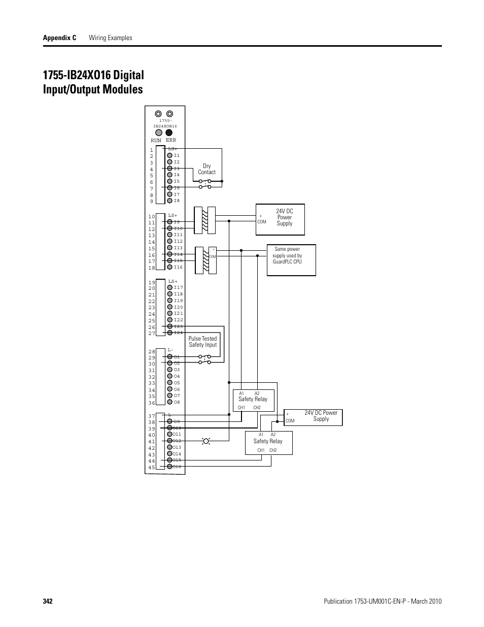 1755-ib24xo16 digital input/output modules | Rockwell Automation 1755-OF8 GuardPLC Controller Systems User Manual | Page 342 / 356