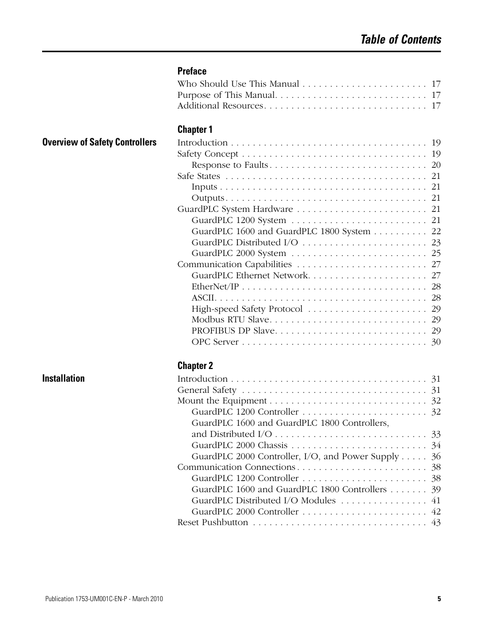 Rockwell Automation 1755-OF8 GuardPLC Controller Systems User Manual | Page 5 / 356