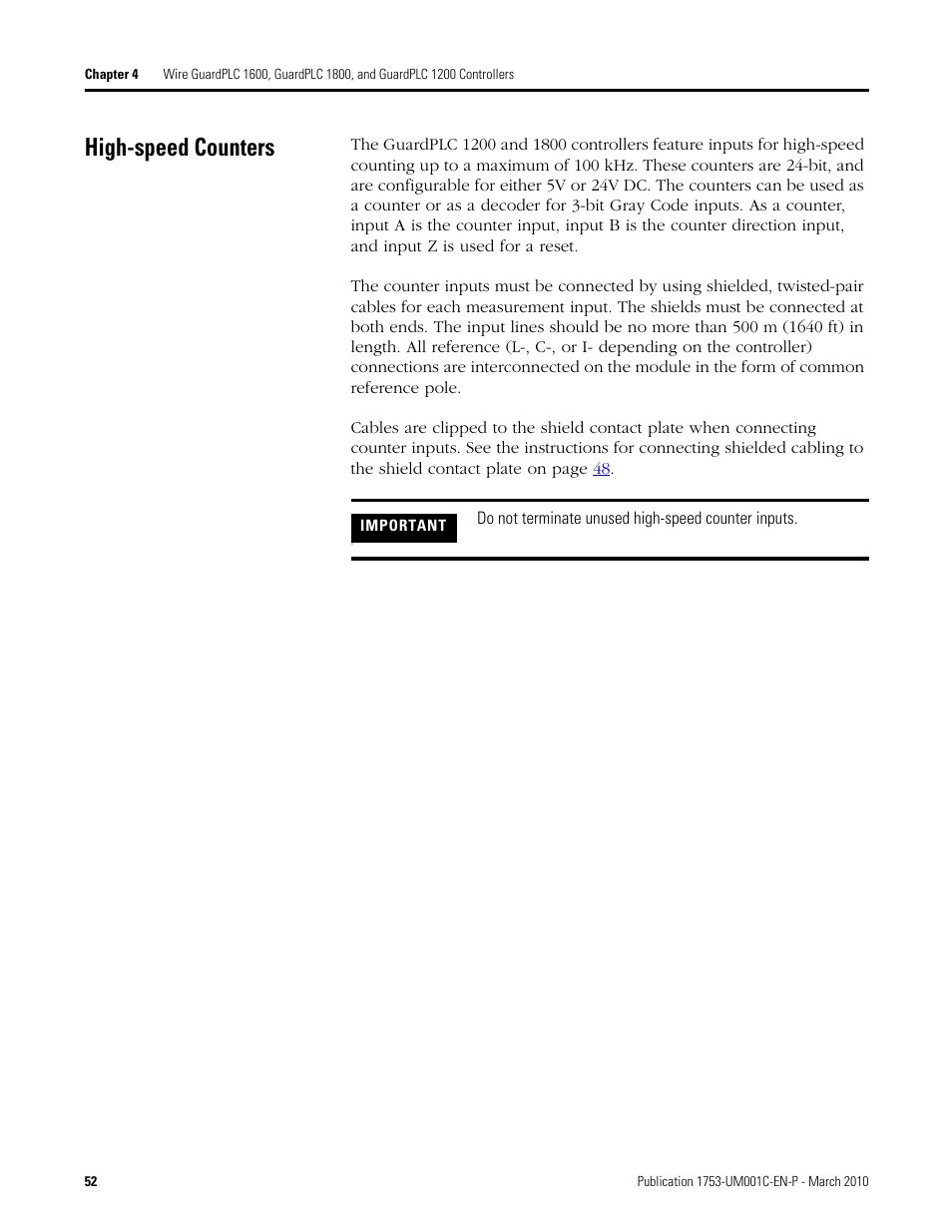 High-speed counters | Rockwell Automation 1755-OF8 GuardPLC Controller Systems User Manual | Page 52 / 356