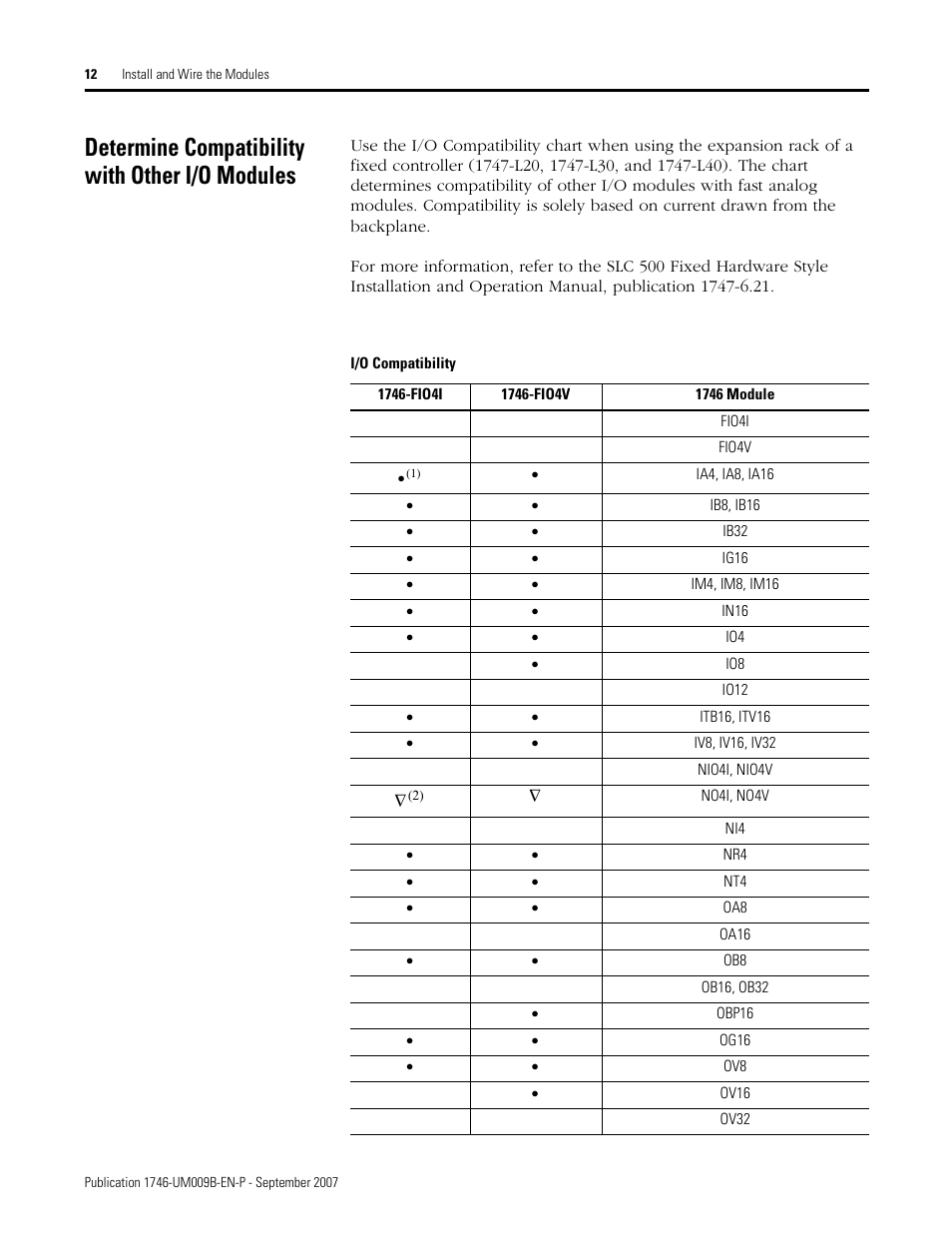 Determine compatibility with other i/o modules | Rockwell Automation 1746-FIO4V SLC 500 Fast Analog I/O/ User Manual User Manual | Page 12 / 94