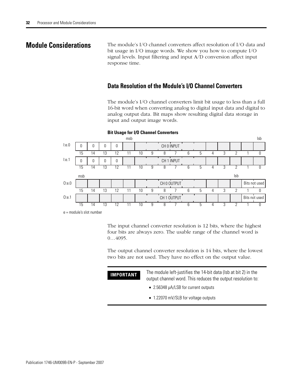 Module considerations | Rockwell Automation 1746-FIO4V SLC 500 Fast Analog I/O/ User Manual User Manual | Page 32 / 94