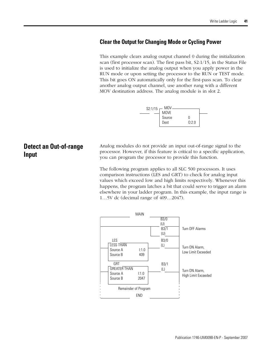 Detect an out-of-range input | Rockwell Automation 1746-FIO4V SLC 500 Fast Analog I/O/ User Manual User Manual | Page 41 / 94
