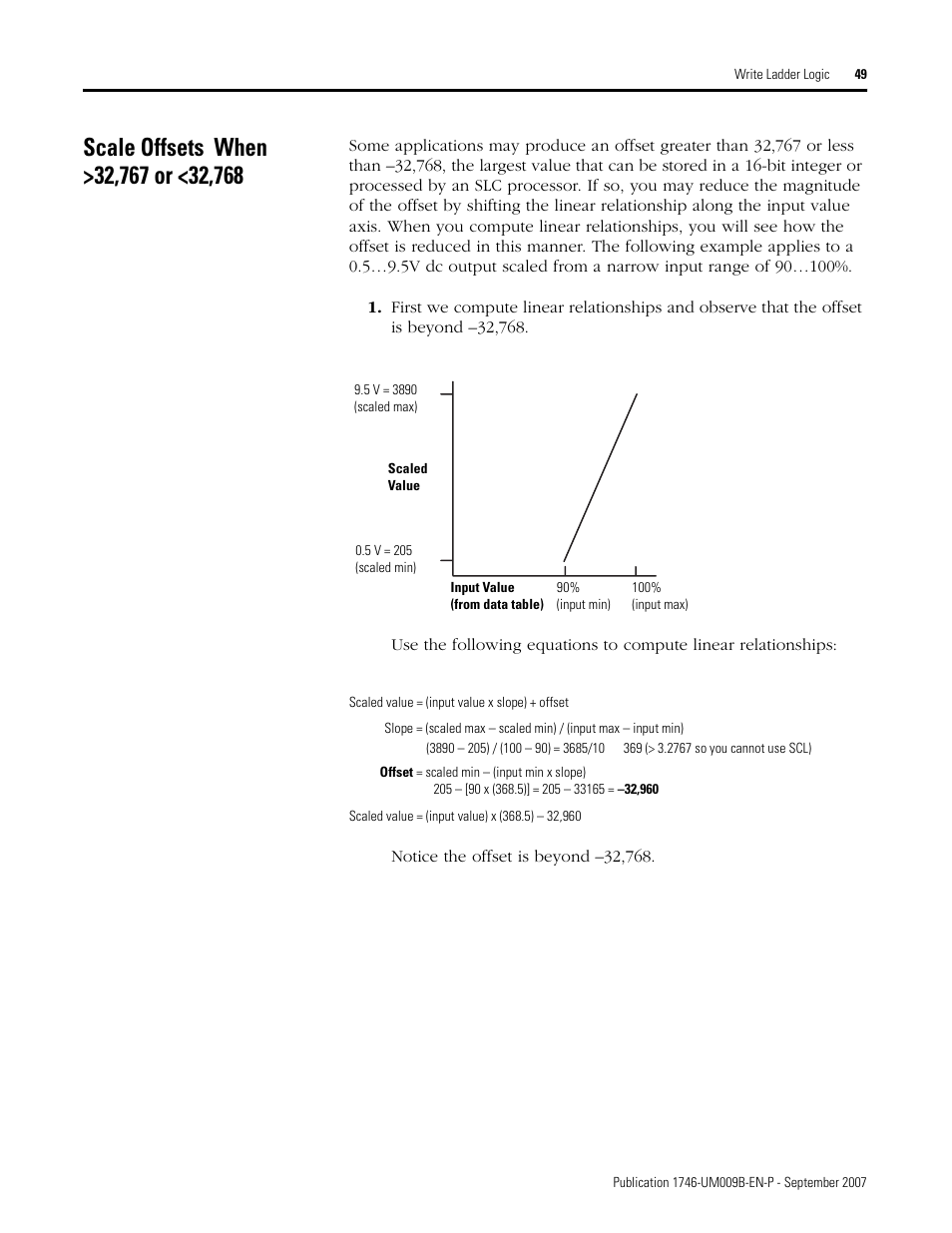 Scale offsets when >32,767 or <32,768 | Rockwell Automation 1746-FIO4V SLC 500 Fast Analog I/O/ User Manual User Manual | Page 49 / 94