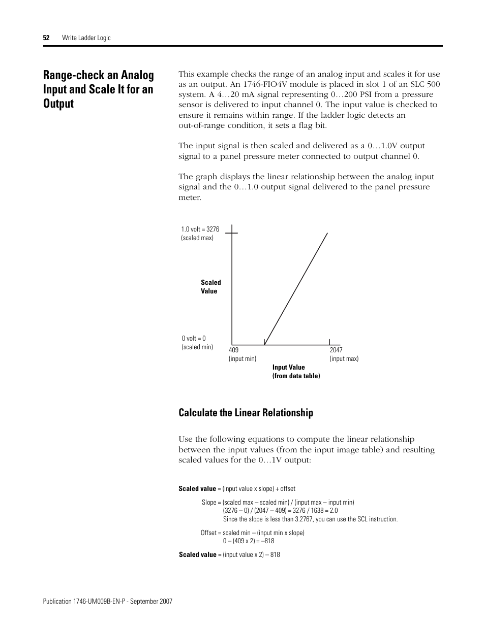 Calculate the linear relationship | Rockwell Automation 1746-FIO4V SLC 500 Fast Analog I/O/ User Manual User Manual | Page 52 / 94