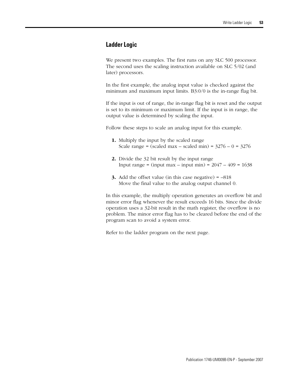 Ladder logic | Rockwell Automation 1746-FIO4V SLC 500 Fast Analog I/O/ User Manual User Manual | Page 53 / 94