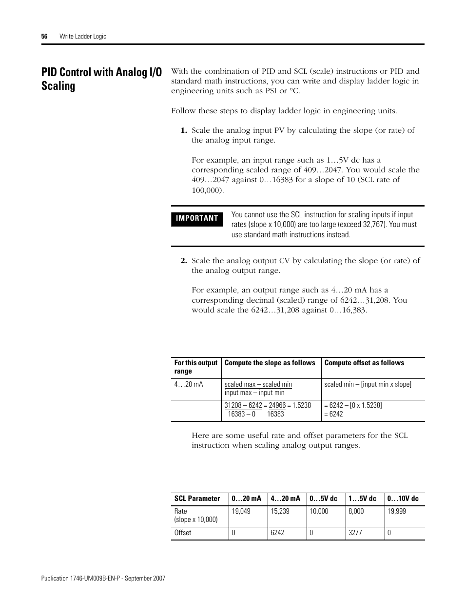 Pid control with analog i/o scaling | Rockwell Automation 1746-FIO4V SLC 500 Fast Analog I/O/ User Manual User Manual | Page 56 / 94