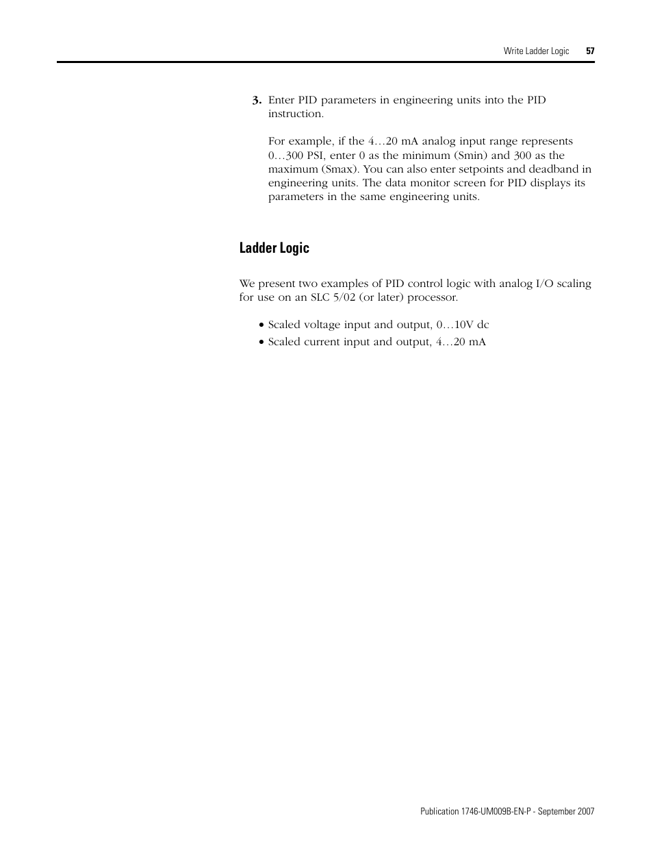 Ladder logic | Rockwell Automation 1746-FIO4V SLC 500 Fast Analog I/O/ User Manual User Manual | Page 57 / 94