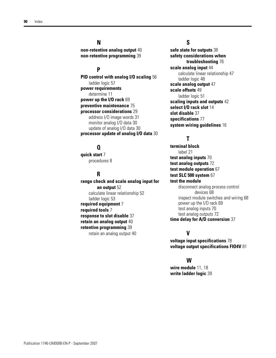 Rockwell Automation 1746-FIO4V SLC 500 Fast Analog I/O/ User Manual User Manual | Page 90 / 94