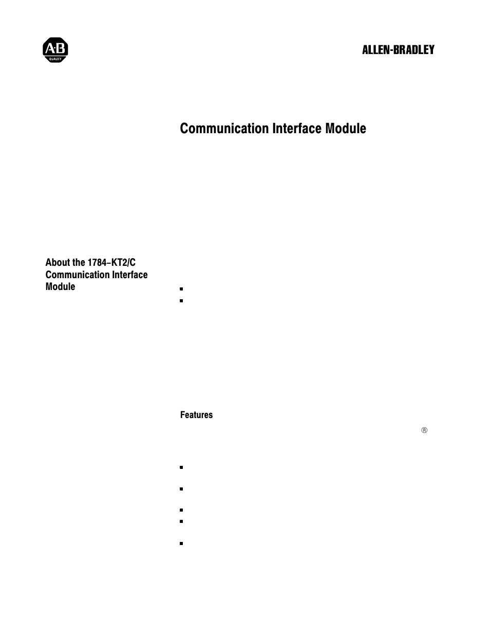 Rockwell Automation 1784-KT2/C INST.DATA COMM.INTERFACE MOD. User Manual | 32 pages