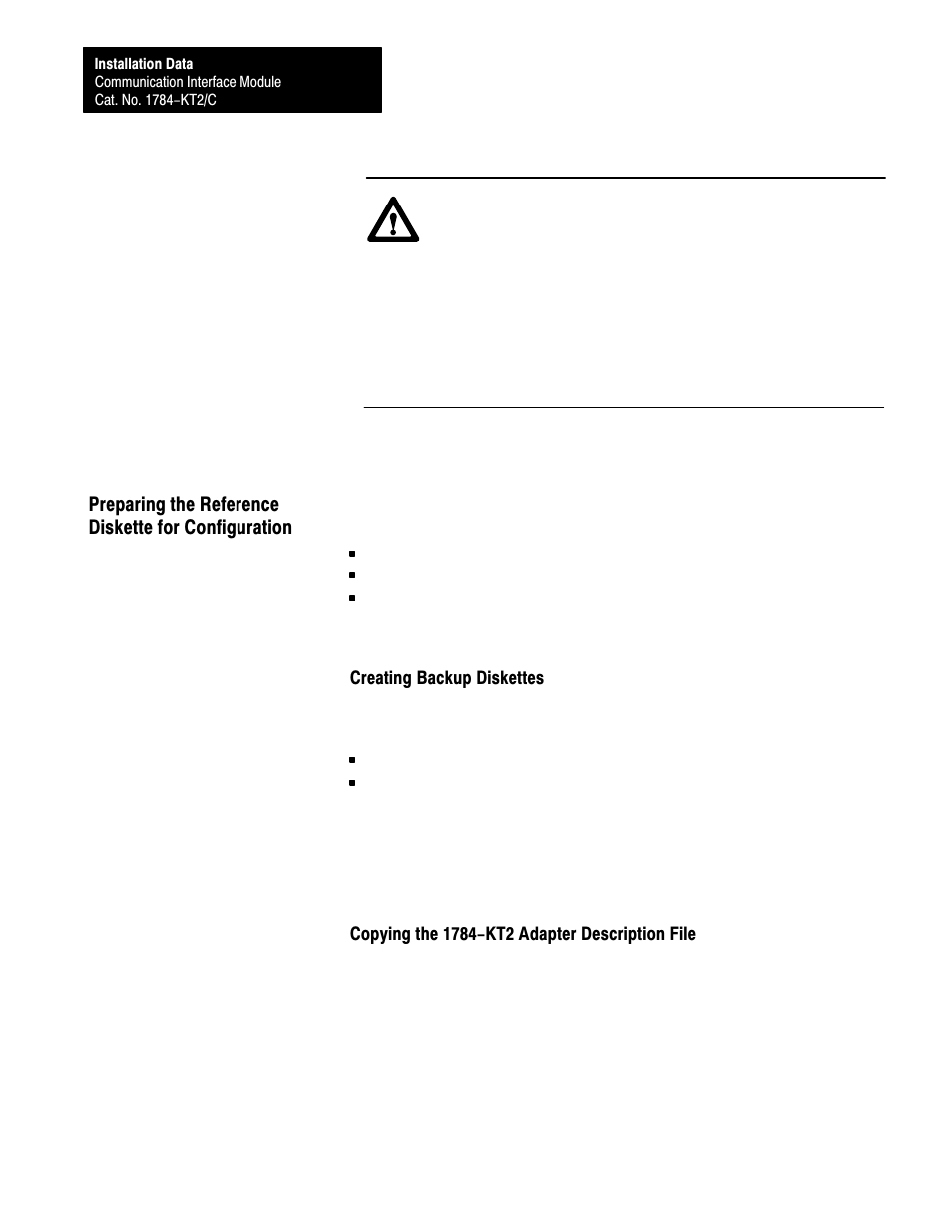 Preparing the reference diskette for configuration | Rockwell Automation 1784-KT2/C INST.DATA COMM.INTERFACE MOD. User Manual | Page 4 / 32