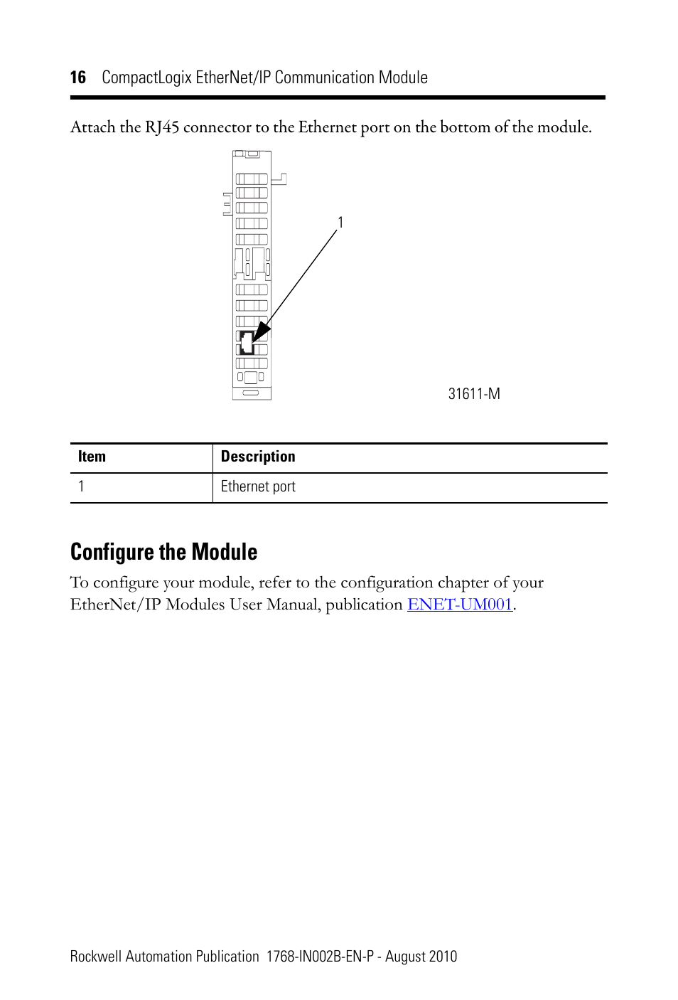 Configure the module | Rockwell Automation 1768-ENBT CompactLogix EtherNet/IP Communication Module Installation Instructions User Manual | Page 16 / 28