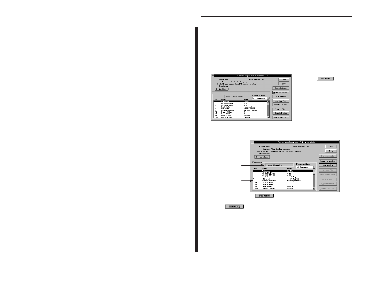 Monitoring parameters online | Rockwell Automation 1792-IB2XOB2E/B INSTL.INST ARMOR BLOCK 2 INPUT User Manual | Page 24 / 36