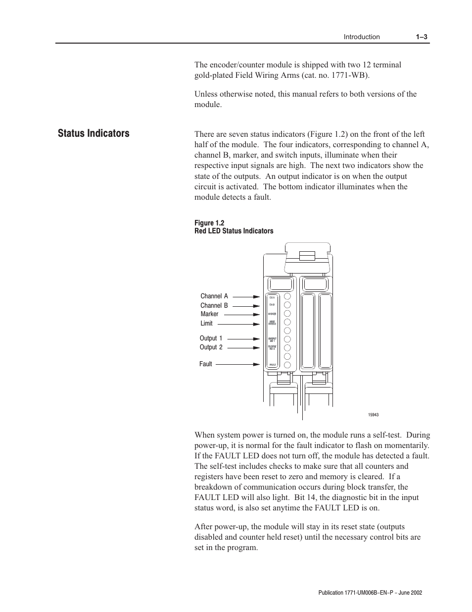 Status indicators | Rockwell Automation 1771-IJ_IK IK ENCODER/COUNTER MODULES User Manual | Page 11 / 68
